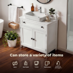 1-Drawer 2-Door Bathroom Vanity Bathroom Cabinet Washbasin Not Included 23.62*11.81*23.62in White - Image 7
