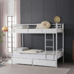 Same Code 71558202 Twin Over Twin Convertible Bunk Bed with 2 Storage Drawers, Metal Bunk Bed Can be Divided Into Two Daybeds, White - Image 8