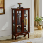 Curio Cabinet Lighted Curio Diapaly Cabinet with Adjustable Shelves and Mirrored Back Panel, Tempered Glass Doors - Image 14