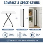 Adjustable Folding Table, 30 x 20 in Small HDPE Portable Personal Table with Steel Legs, White Gray, Indoor Outdoor Use (Shipment from Walmart) - Image 5