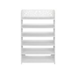 Wood-plastic Board Six Tiers Carved Shoe Rack White B - Image 10