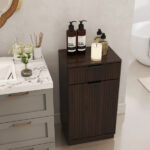 10-Gallon Woodgrain Tilt-Out Trash Can Cabinet Wooden Garbage Recycling Cabinet with Wave-Textured Hideaway Drawer&Pull-Out Bin-Multipurpose Kitchen/Bath Organizer in Walnut Finish - Image 23