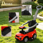 Red Toddler Stroller Sliding Car – 2 in 1 Push Ride On with Horn, Music, Light, for Indoor & Outdoor Play 1-3 Years Old - Image 7