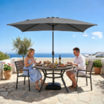 10 x 6.5 FT Square Patio Umbrella, Tilting Outdoor Sun Shade Umbrella with 6 Iron Ribs & Iron Pole, Polyester Fabric Outdoor Market Umbrella Gray - Image 9