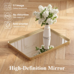 Anti-Fog Bathroom Wall Mirror – 30" x 48" Shatterproof Vanity Mirror with Rectangular Metal Frame, Gold (Shipment from Walmart) - Image 5