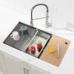 Stainless Steel Kitchen Sink, 36″x19″ Single Bowl, Undermount Handmade Sink in Brushed, with Cutting Board, Colander, Grid[Unable ship on weekends, TK/TEMU only for pickup, only TX10643 warehouse supports GOFO] - Image 8