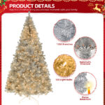 8 FT Pre-lit Artificial Christmas Tree, Hinged Xmas Pine Tree with 1350 Branch Tips, 500 Lights and Remote Control for Holiday Party Office Home, Silver - Image 5