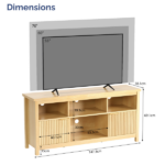 Not selling on Amazon Entertainment Center TV Stand with 4 Open Cubbies & 2 Fluted Hinged Storage Doors, Adjustable Inner Shelves, Cable Management Holes, Media Console Cabinet for Living Room Bedroom, 58.07 x 14.96 x 27.36 Inches, Embossed Melamine Faced Particleboard, Natural Oak - Image 11