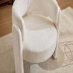Modern Accent Chair, Contemporary Boucle Fabric Accent Armchair Comfy Upholstered Leisure Single Sofa Chair for Living Room Bedroom Apartment Office - White - Image 3