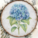 CIFbuy 1pc Vintage Blue Hydrangea Round Sign 8x8in, "" Round Sign 8x8in, 8x8in, 2D Flat Decorative Plaque For Kitchen Garden TikTok, TikTok, temu emu Self-pickup Logirdics - Image 2