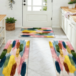 Three-piece kitchen rug set, non-slip and washable, abstract pattern kitchen hallway rug, soft and comfortable, suitable for sinks, floors, entrances, hallways and bathrooms. - Image 9