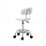 Round Shape Adjustable Salon Stool with Back and Line White - Image 16