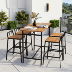 5-Piece Acacia Wood Garden Table and Chair Set - Image 4