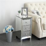 Modern and Contemporary Mirrored 3-Drawers Nightstand Bedside Table - Image 2