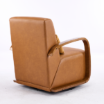 Vintage Brown Swivel Accent Chair – Luxe Faux Leather, Solid Wood Armrests, Ergonomic Comfort – Perfect for Living Room, Reading Nook,Small Single Sofa for Bedroom, Office, Apartment (Brown) - Image 13