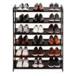 26.8*9.84*35.4in 6-Tier Flat Bamboo Shoe Rack, Coffee Color