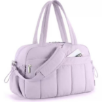 Purple large capacity slit fluffy shoulder bag, waterproof portable luggage tote bag, multi zipper pocket design, sports and fitness travel handbag - Image 8