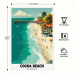 CIFbuy 1pc Retro Cocoa Beach Florida Metal Tin Sign, Vibrant Coastal Paradise Travel Poster Wall Art, Durable Iron Home Decor TikTok, TikTok, ravel Poster Wall Art Self-pickup Logiopics - Image 2