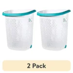 (2 pack) 2 Bushel Rolling Plastic Laundry Hamper with Pop-up Handle, White (Shipment from Walmart)