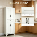 67" White 4-Door Kitchen Pantry – with Drawer and Adjustable Shelves, Large-Capacity Storage Cabinet - Image 7