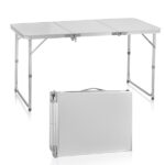 4ft Camping Folding Table, Aluminum Portable Picnic Table with Adjustable Height, 3 Fold Lightweight Outdoor Table for Indoor Travel Beach and Party - Image 17