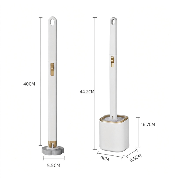 "Wall Mounted Toilet Brush Set with Disposable Heads, 3-Layer Cleaning System, One-Click Replacement Design, Bathroom Cleaning Tool with Holder and Plunger Kit "