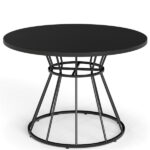 Black 47" Round Dining Table , Family-Sized for 4-6 People, Hourglass Metal Base & Curved Tabletop - Image 4