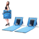 Foldable Beach Lounger, Lightweight Beach Mat Lounge Chair with Breathable Mesh Back, Cooler Pocket for Tanning Relaxing, Blue - Image 2
