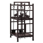 Double Layer Firewood Holder With Animal Pattern And Tools, Brown - Image 14