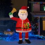 6FT Lighted Santa Claus Holding Bell Christmas Yard Decorations, Pre-lit Pull Up Santa with 200 Warm White LEDs, for Xmas Outdoor Holiday Indoor Decor Lighted Holiday Displays - Image 2