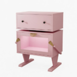 20.7" Wide Pink Robot LED Nightstand with 360° Rotating Drawer - Modern End Table - Image 8
