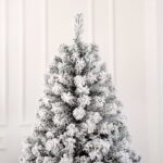 7 FT Pre-lit Snow Flocked Christmas Tree, Artificial Hinged Xmas Pine Tree with 1000 Branch Tips, 400 Lights and Remote Control for Holiday Party Office Home, Snowy Green - Image 7