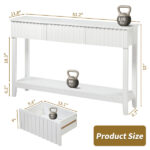 Modern Console Table with 3 Drawers and Open Storage Shelf, Entryway Table Narrow Long Sofa Table Hallway Foyer Table Behind Couch Table, White - Image 6