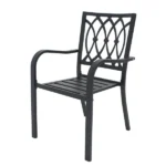 5‑Piece Outdoor Patio Dining Set, 4 Metal Chairs (350 lbs Capacity), 37.8" Square Wood‑Grain Metal Table w/ Umbrella Hole,Rustproof, Ergonomic Slat Design, 30‑Min Quick Assembly, Ideal for Garden - Image 4