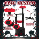 53" Large Cat Tree, Gothic Cat Tower with Padded Perch, Spacious Condo, Comfy Hammock, Scratching Post, Hanging Toy for Indoor Cats, Red & Black - Image 5