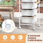 4-Drawer Rolling Storage Cart, Mobile Utility Organizer with MDF Wooden Top (Natural) - Image 6