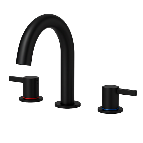 8-Inch Widespread Lavatory Faucet, 2-Handle 3-Hole with 360° Spout Vanity and Pop-Up Drain, Matte Black[Unable ship on weekends, TK/TEMU only for pickup, only TX10643 warehouse supports GOFO]