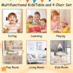 Kids Table and 2 Chairs Set, 3 Pieces Toddler Table and Chair Set, Wooden Activity Play Table Set (White) - Image 2