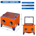 25 Gallon Bench Top Air Sandblasting Cabinet Sandblaster Blast Large Cabinet Orange - Image 8
