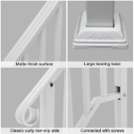 [Same Code 10847084 26338450]Handrails for Outdoor Steps, Iron Handrail Fits 3 Step, Transitional Handrail with Installation Kit, White - Image 6
