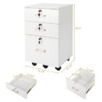 White Wood Grain Density Board Three Drawers Wooden Filing Cabinet - Image 10