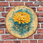 CIFbuy 1pc 8x8in Vintage Chrysanthemum Round Sign, "" 8x8in Vintage Chrysanthemum Round Sign, Chrysanthemum Round Sign, 2D Flat Autumn Floral Plaque TikTok, Temu Self-pickup Logiaqics - Image 6