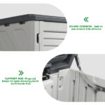 Outdoor Storage Shed, 34 Cu Ft Horizontal Outdoor Storage Cabinet, Lockable Outdoor Storage Box for Garbage Cans, Lawn Mower and Tools, Grey & White - Image 6