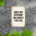 CIFbuy 1pc Vintage Kung Fu Fighting Metal Tin Sign, Retro Movie Quote Wall Art 8x12 Inch, Durable Iron Home Decor For Man Cave Office TikTok, TikTok, 8x12 Inch Self-pickup Logiopics - Image 4