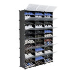 12-Tier Portable 72 Pair Shoe Rack Organizer 36 Grids Tower Shelf Storage Cabinet Stand Expandable for Heels, Boots, Slippers, Black - Image 2