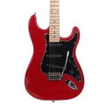 ST Stylish Electric Guitar with Black Pickguard Red - Image 7
