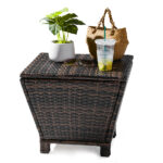 Outdoor PE Wicker Side Table with Storage, Small Patio Storage Bin Container for Hose Cushion Towel, Brown SAME AS 46755449 - Image 18