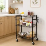 3-Tier New Multipurpose Rolling Cart, Black Color, 495lbs Load Capacity - Image 6