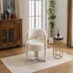 Modern Accent Chair, Contemporary Boucle Fabric Accent Armchair Comfy Upholstered Leisure Single Sofa Chair for Living Room Bedroom Apartment Office - White - Image 13