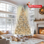 8 FT Pre-lit Artificial Christmas Tree, Hinged Xmas Pine Tree with 1350 Branch Tips, 500 Lights and Remote Control for Holiday Party Office Home, Silver - Image 7